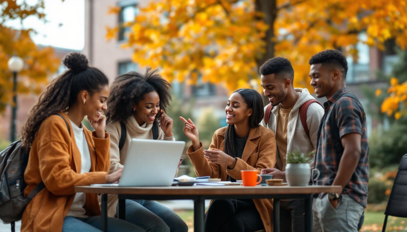 A photograph of a diverse group of students engaged in various unconventional activities