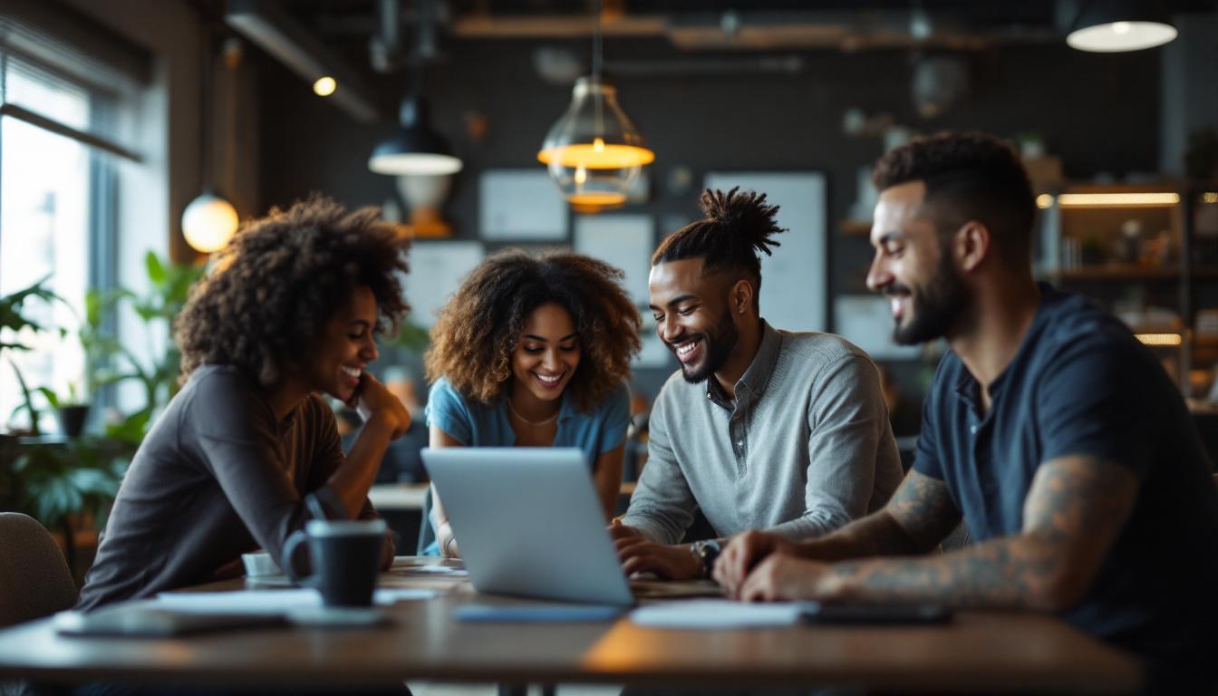 A photograph of a diverse group of professionals engaged in various activities that showcase transferable skills